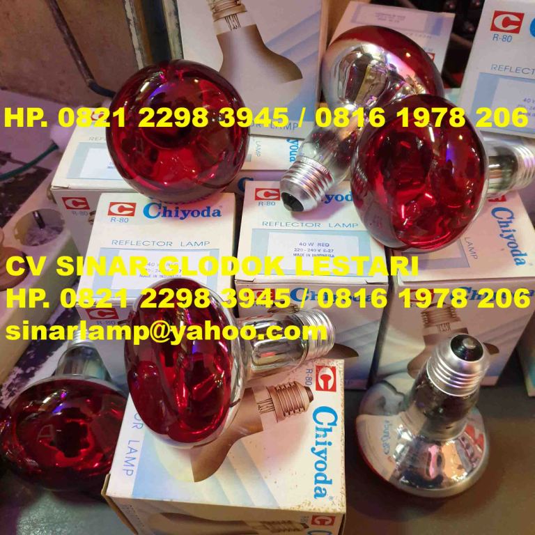 Lampu Sorot Chiyoda Reflector Lamp R80 40W E27 220-240V Merah